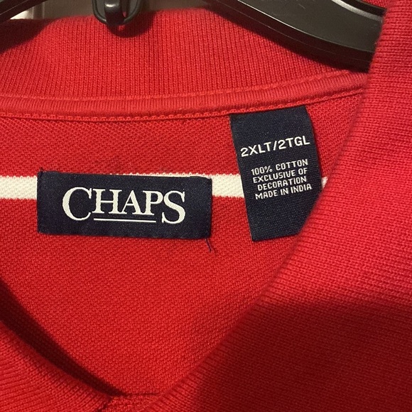 NWOT Mens Chaps Big & Tall Polo Shirt. Sz. 2XLT, Red/White - Picture 4 of 7